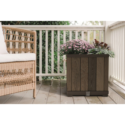 Keter Květináč Deco čtvercový Ořech, 45,5x45,5x45,5cm